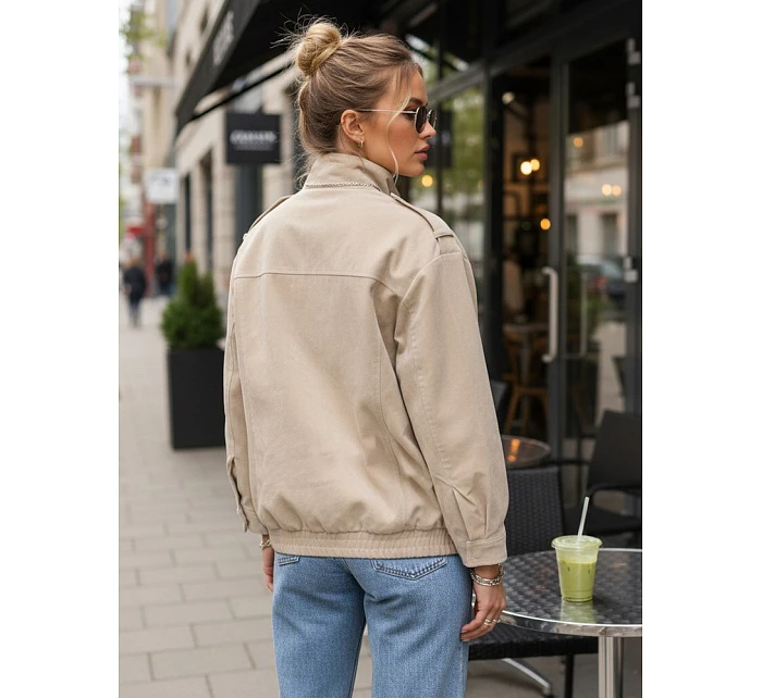 Dámská semišová bunda bomber béžová FashionStreet TY5653