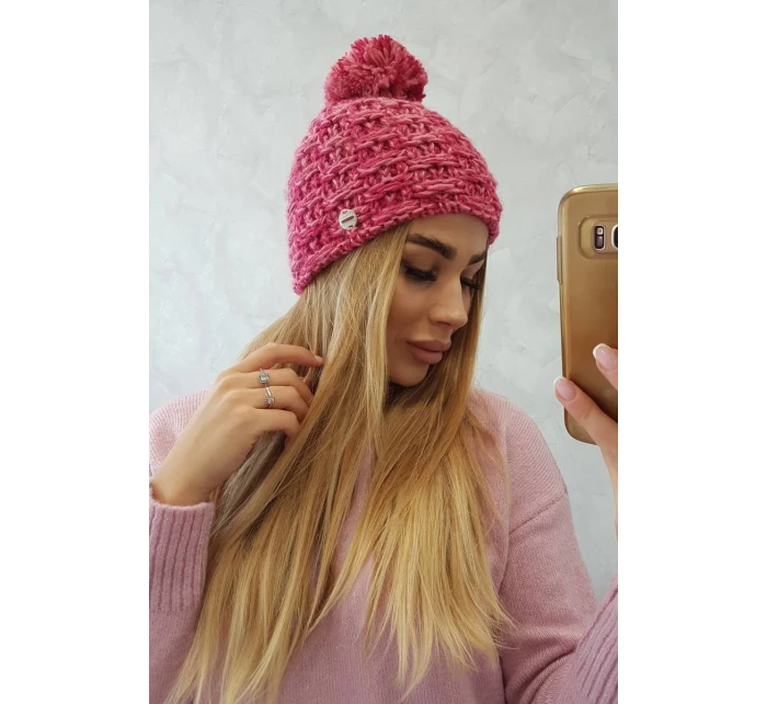 Fleecová čepice Fiona model 18751239 fuchsiová + světle pudrově růžová - K-Fashion Fleecová čepice Fiona model 18751239 fuchsiová + světle pudrově růžová - K-Fashion