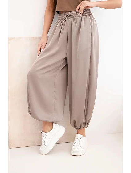 Dámské široké kalhoty s gumou v pase a zavazováním ve stylu Aladina fango