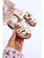 Dětské sandály na suchý zip s pruhy bile Sammy Dětské sandály na suchý zip s pruhy bile Sammy