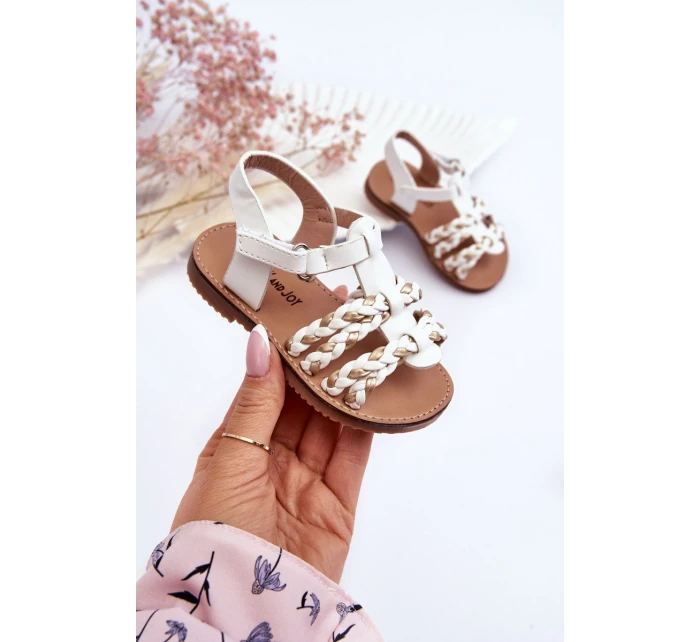 Dětské sandály na suchý zip s pruhy bile Sammy Dětské sandály na suchý zip s pruhy bile Sammy