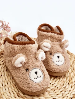 Dětské pantofle s medvídkem hnědé model 21641168 - Boto