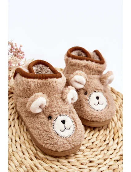 Dětské pantofle s medvídkem hnědé model 21641168 - Boto