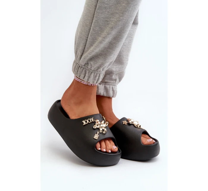 Dámské lehké pěnové žabky s ozdobami Černé model 21665939 - Boto