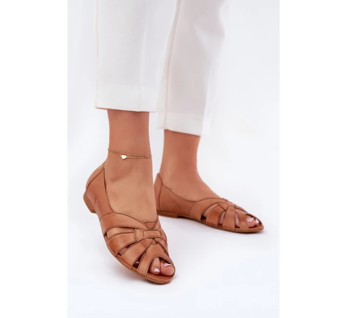 Kožené Baletky S Otevřenými Prsty Maciejka 06908-29/001-1 Hnědé