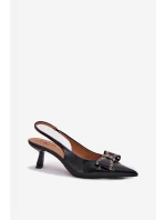 Lodičky Na Podpatku S Mašlí Černé Folesca