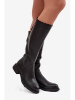 Kožené dámské kozačky na nízkém podpatku s D&A Černé model 21715489 - S.Barski Kožené dámské kozačky na nízkém podpatku s D&A Černé model 21715489 - S.Barski