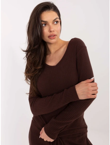 Sweter SM SW model 21771760 ciemny brązowy - FPrice Sweter SM SW model 21771760 ciemny brązowy - FPrice