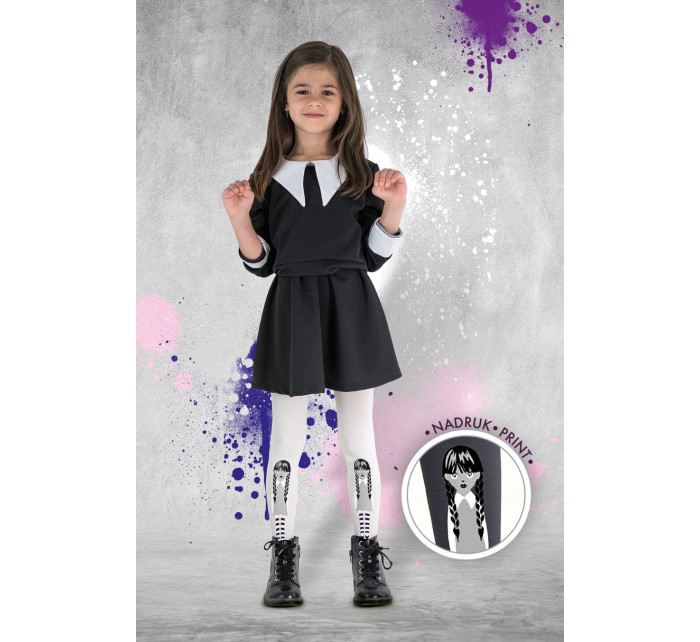 Dívčí vzorované punčochové kalhoty s potiskem BLACK DR2330