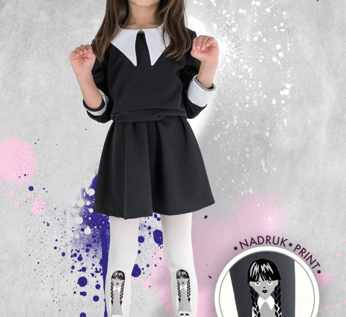 Dívčí vzorované punčochové kalhoty s potiskem BLACK DR2330