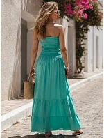 Dámské maxi šaty bez ramínek v mořském odstínu FashionStreet EY2667 Dámské maxi šaty bez ramínek v mořském odstínu FashionStreet EY2667