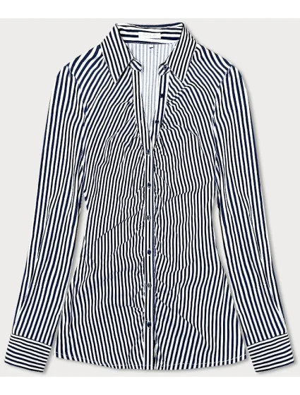 Tmavě pruhovaná košile s nařasením model 18471283 - Forget me not FASHION