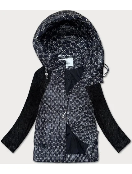 Černá oversize bunda pro přechodné období z různých spojených materiálů Vaston (F-23729-2#) Černá oversize bunda pro přechodné období z různých spojených materiálů Vaston (F-23729-2#)