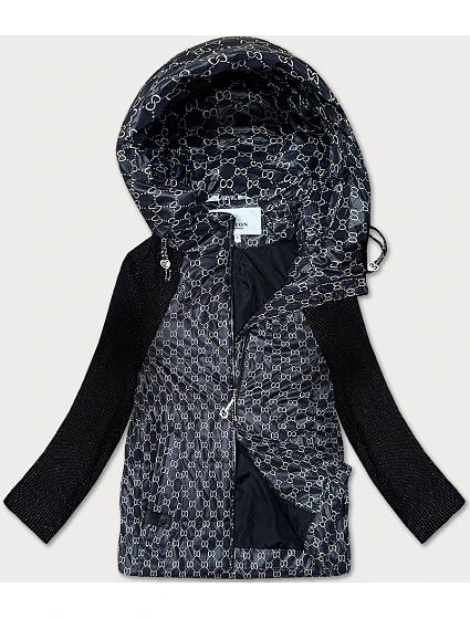 Přechodová bunda nadměrné velikosti ze směsových materiálů Vaston black (F-23729-2#) Přechodová bunda nadměrné velikosti ze směsových materiálů Vaston black (F-23729-2#)