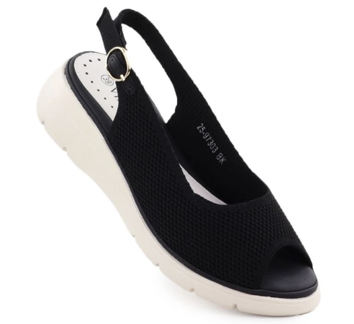 Dámské textilní sandály na platformě černé Vinceza 97303