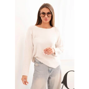 Svetr dámský z viskózy s dlouhým rukávem a kulatým výstřihem béžový