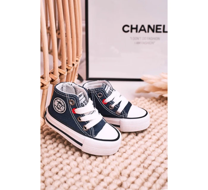 Dětské Tenisky Vysoké Se Zipem BIG STAR model 21545337 Tmavě Modré - Big Star Shoes Dětské Tenisky Vysoké Se Zipem BIG STAR model 21545337 Tmavě Modré - Big Star Shoes