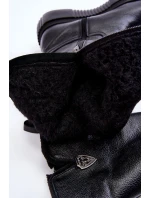 model 21605589 Kožené dámské kozačky s vlnou černé - Zazoo