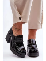 Kožené polobotky na sloupku s ozdobou černé model 21630030 - Boto