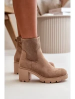 Dámské Kotníkové Boty Na Podpatku Na Zip Eko Semišové Béžové Rashmi Dámské Kotníkové Boty Na Podpatku Na Zip Eko Semišové Béžové Rashmi
