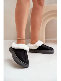 Dámské Pantofle S Kožešinou Černé Zinntia