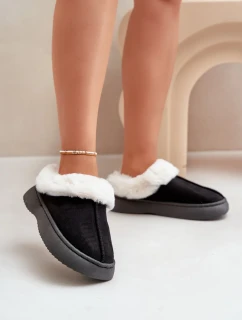 Dámské Pantofle S Kožešinou Černé Zinntia