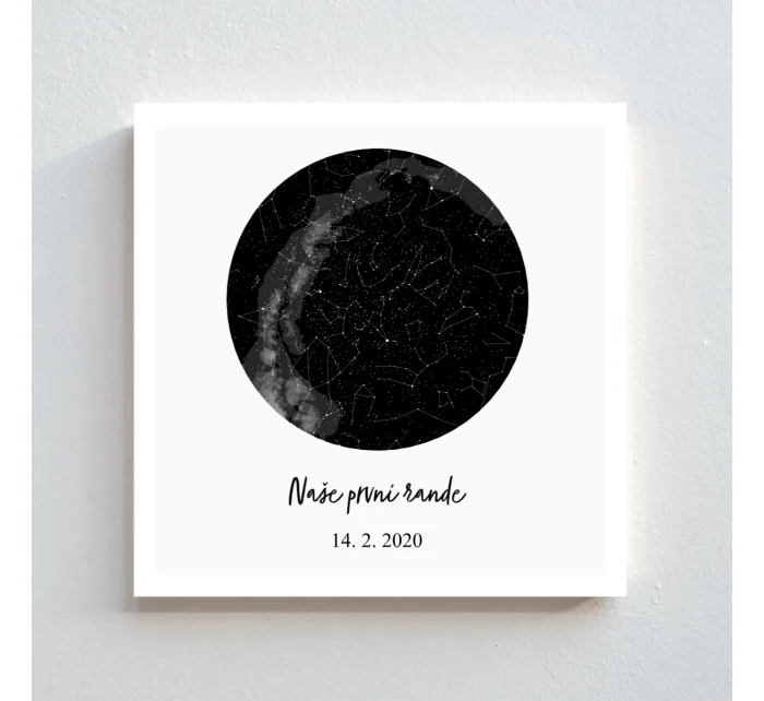 Personalizovaný plakát v rámu - čtverec 20x20 - hvězdná mapa