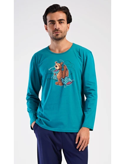 Pánské pyžamo dlouhé Méďa Ospalec