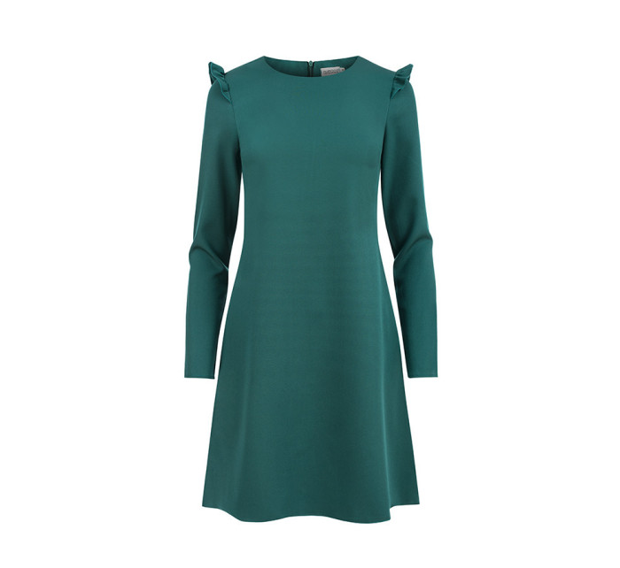 Zelené dámské trapézové šaty s volánky model 7785794