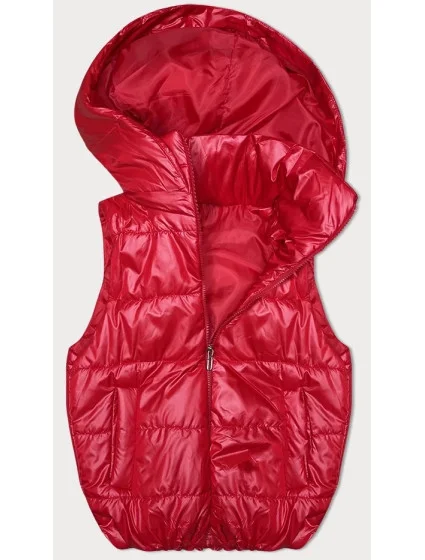 Červená péřová vesta s odepínací kapucí (B8247-4) Červená péřová vesta s odepínací kapucí (B8247-4)