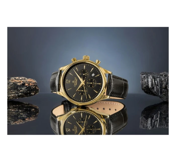 Pánské hodinky Giewont Chronograph Sapphire Black and Gold GW6310-A4