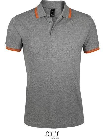SOL'S Pasadena Men Pánské piqué polo 25.0577 melange grey/orange SOL'S Pasadena Men Pánské piqué polo 25.0577 melange grey/orange