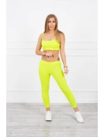 Sada s halenkou s žebrováním žlutá neonová