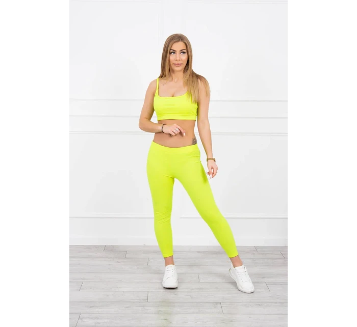 Sada s halenkou s žebrováním žlutá neonová