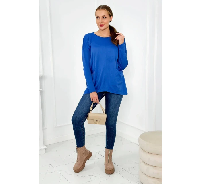 Svetr s předními kapsami chrpově modrá