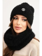 Dámská souprava čepice a šály zimní s ozdobným černá model 21461114 - K-Fashion