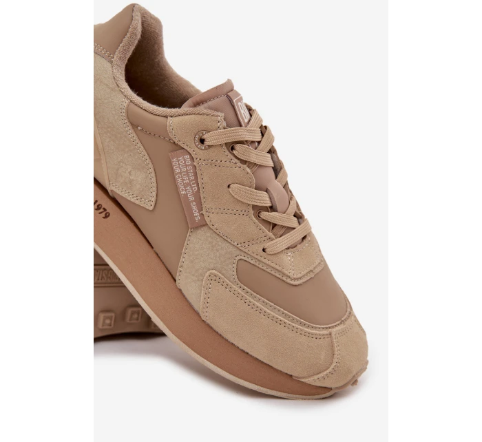 Kožené Sneakersy Pánské Big Star OO174298 Hi-Poly System Béžové Kožené Sneakersy Pánské Big Star OO174298 Hi-Poly System Béžové