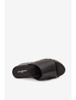 Dámské pantofle na platformě s cvočky černé Mareline