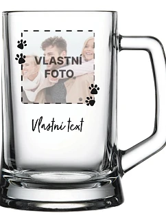 Personalizovaná pivní sklenice s fotkou mazlíčka a textem