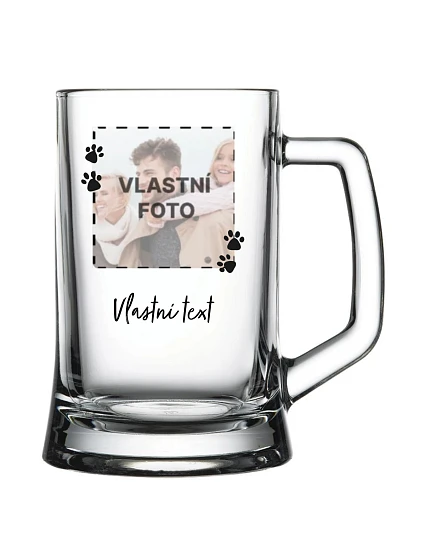 Personalizovaná pivní sklenice s fotkou mazlíčka a textem
