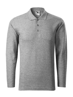 Pique Polo LS polokošile pánská tmavě šedý melír