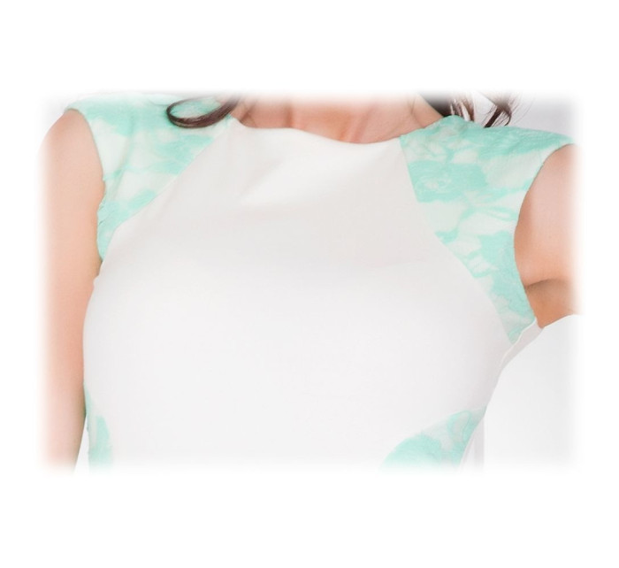 Dámské společenské šaty zdobené krajkou bílé ecru - Bílá - Numoco