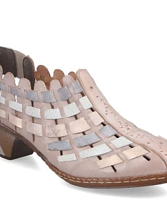 Dámské kožené pohodlné elastické polobotky na podpatku Rieker 46778-64