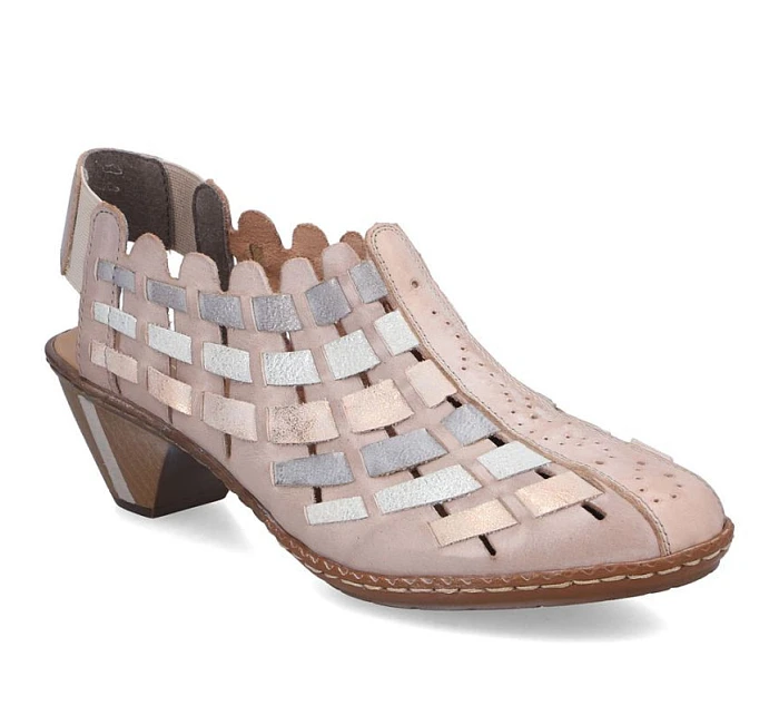 Dámské kožené pohodlné elastické polobotky na podpatku Rieker 46778-64 Dámské kožené pohodlné elastické polobotky na podpatku Rieker 46778-64