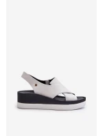 Zazoo 40256 Kožené Sandály Na Klinu Bílé