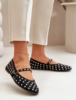 Zdobené baleríny s páskem eko černé model 21670629 - Boto