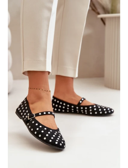 Zdobené baleríny s páskem eko černé model 21670629 - Boto