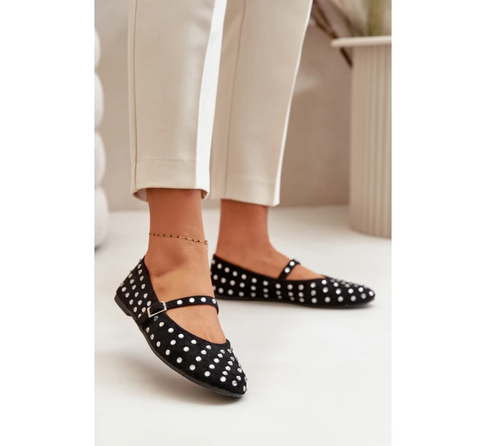 Zdobené baleríny s páskem eko černé model 21670629 - Boto