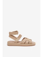 Dámské sandály se zipy béžové model 21698837 - Boto Dámské sandály se zipy béžové model 21698837 - Boto