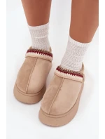 Dámské sněhule nízké s páskem a výšivkou na platformě světle béžové model 21708900 - Boto Dámské sněhule nízké s páskem a výšivkou na platformě světle béžové model 21708900 - Boto